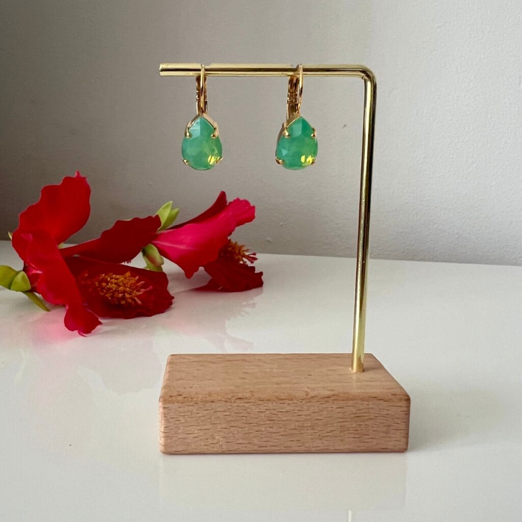 Gouden swarovski druppel oorbellen