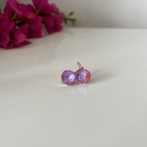 Rosegouden vergulde oorbellen, roze swarovski