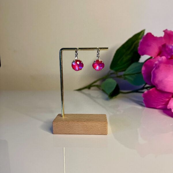 Julia zilver met roze swarovski steen